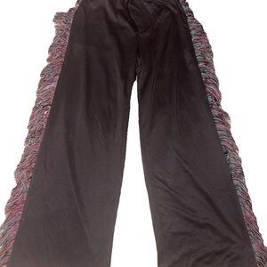 Stylish Blackish-Grey Joggers with Multicolor Ruffle Trim